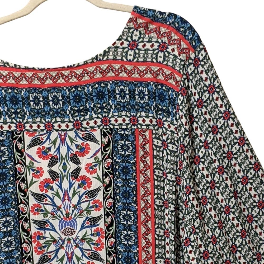 Cynthia Rowley multicolor pullover blouse 3X flutter sleeve boho plus top - Picture 7 of 9